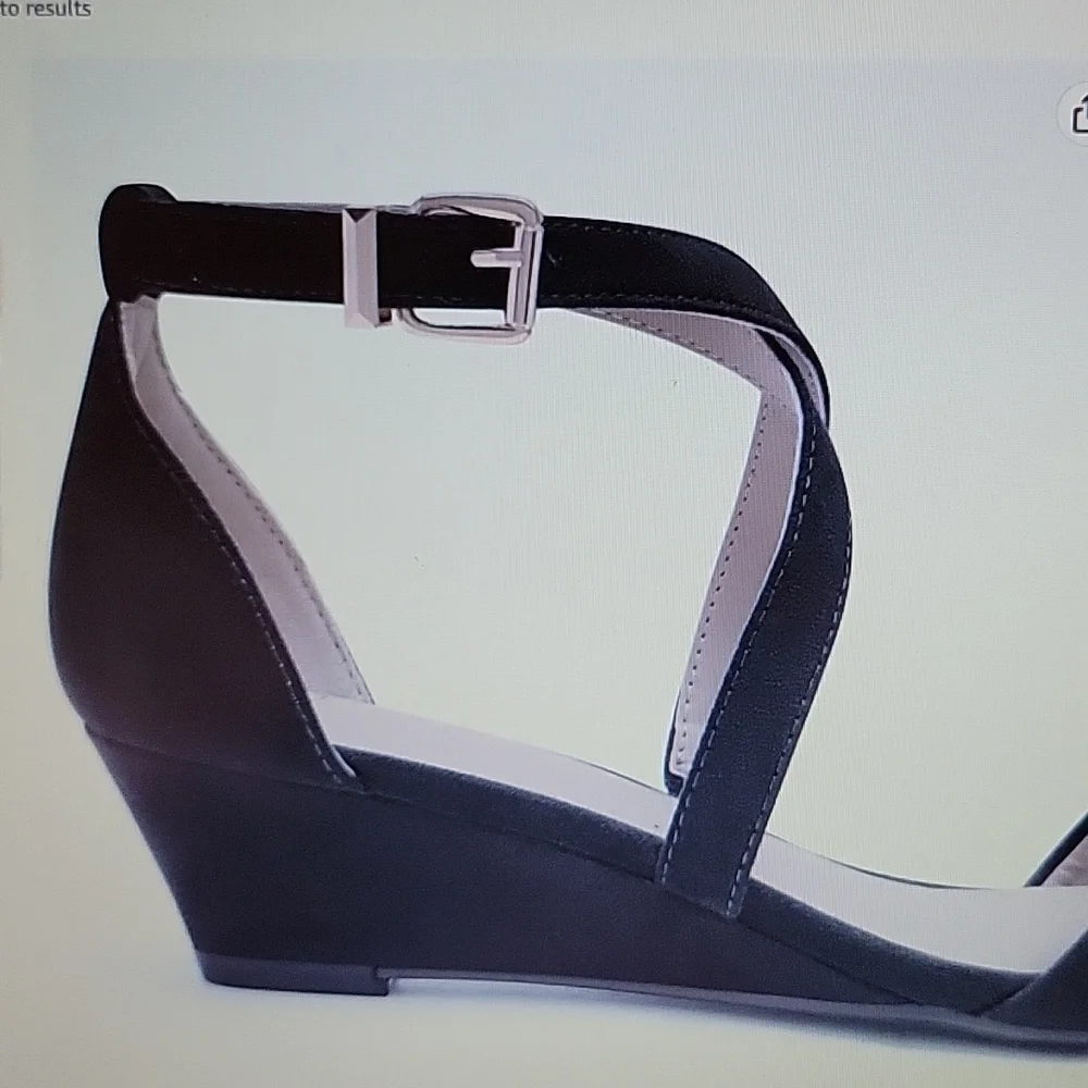 DREAM PAIRS black nubuck ankle strap low wedge sandals size 9 New no box